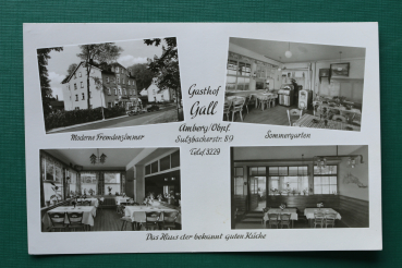 AK Amberg / 1950er Jahre / Gasthof Gall / Sulzbacherstr 89 / Hausansicht / Einrichtung Möbel Jukebox Fernseher